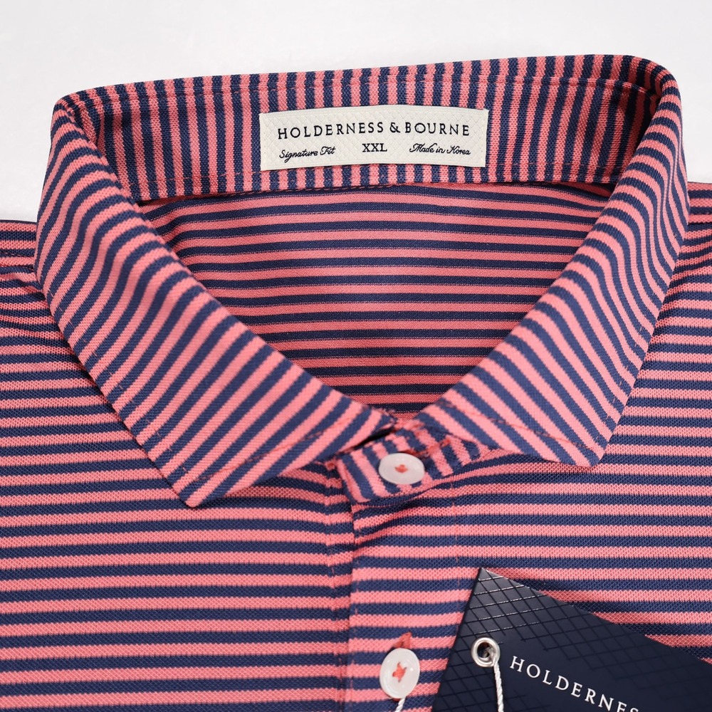 NWT HOLDERNESS & BOURNE Men's XXL Striped Maxwell Performance Golf Polo Shirt - Picture 3 of 8